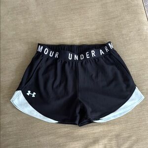 Under Armour Black and White Athletic Shorts with Curved Hem